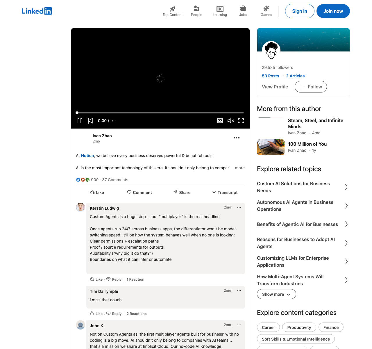 Notion LinkedIn content example showing founder-led brand voice
